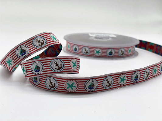 Webband Maritim Rot gestreift