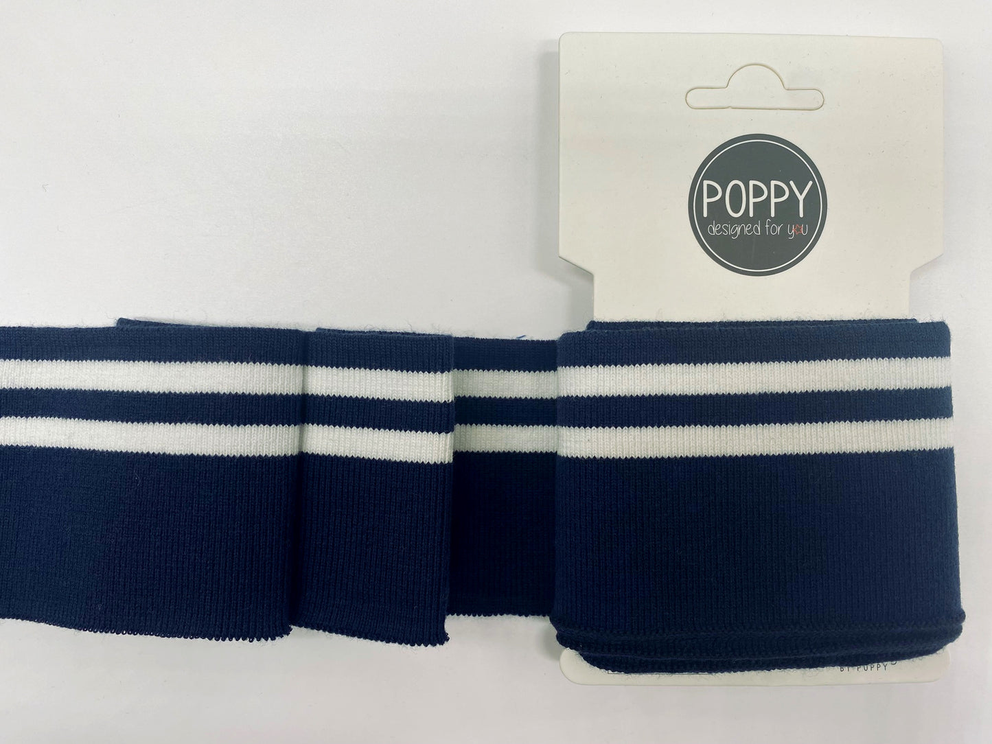 Bündchen Dunkelblau Weiß gestreift