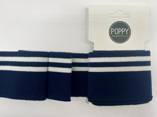 Bündchen Dunkelblau Weiß gestreift