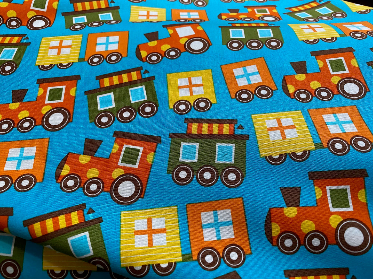 Kinderstoff Retro Bimmelbahn
