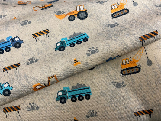 Sweatshirtstoff Baustellenfahrzeuge