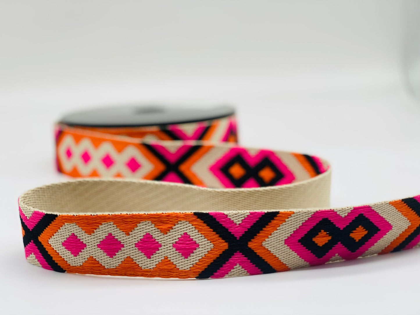 Gurtband Ethnomuster Pink Orange 38 mm