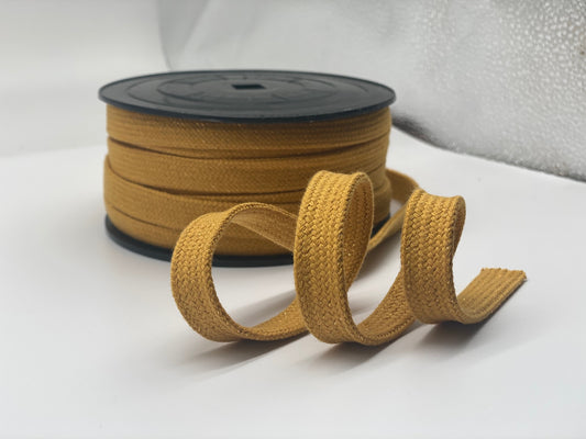 Flachkordel Uni Senfgelb Lurex 15 mm