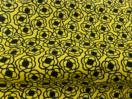 Baumwollstoff Krakelblumen Senf