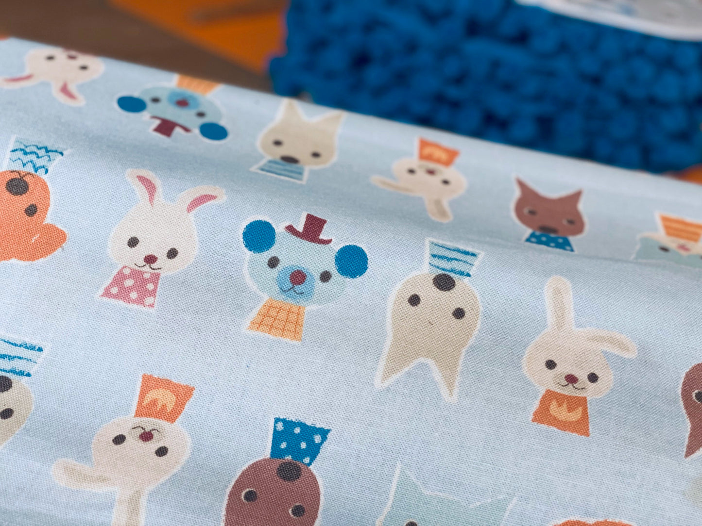 Kinderstoff Katze Hase Fuchs und Bär