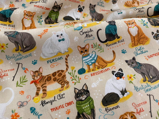 Baumwollstoff Echte Rassekatzen