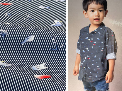 Baumwoll-Popeline Maritim