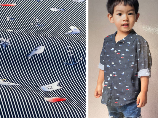 Baumwoll-Popeline Maritim