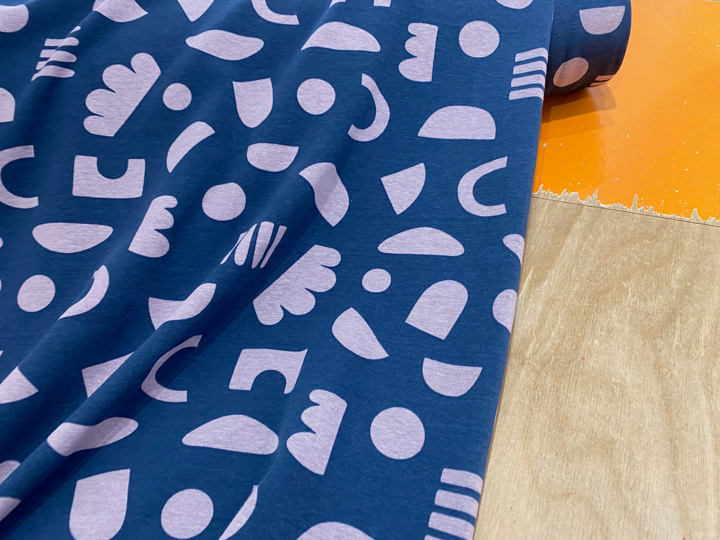 Sweatshirtstoff Geometrics Blaugrau