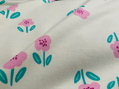 French Terry Rosa Blumen