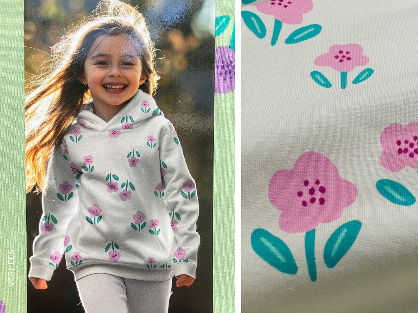 French Terry Rosa Blumen