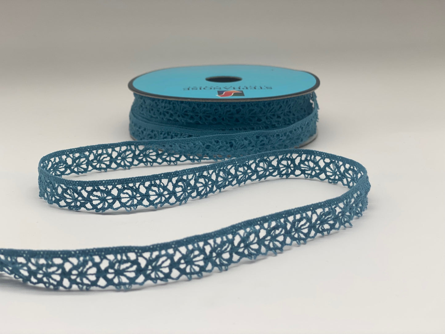 Häkelspitze Bordüre 12 mm Rauchblau