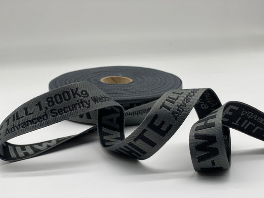 Gurtband Polyester Grau mit Typo