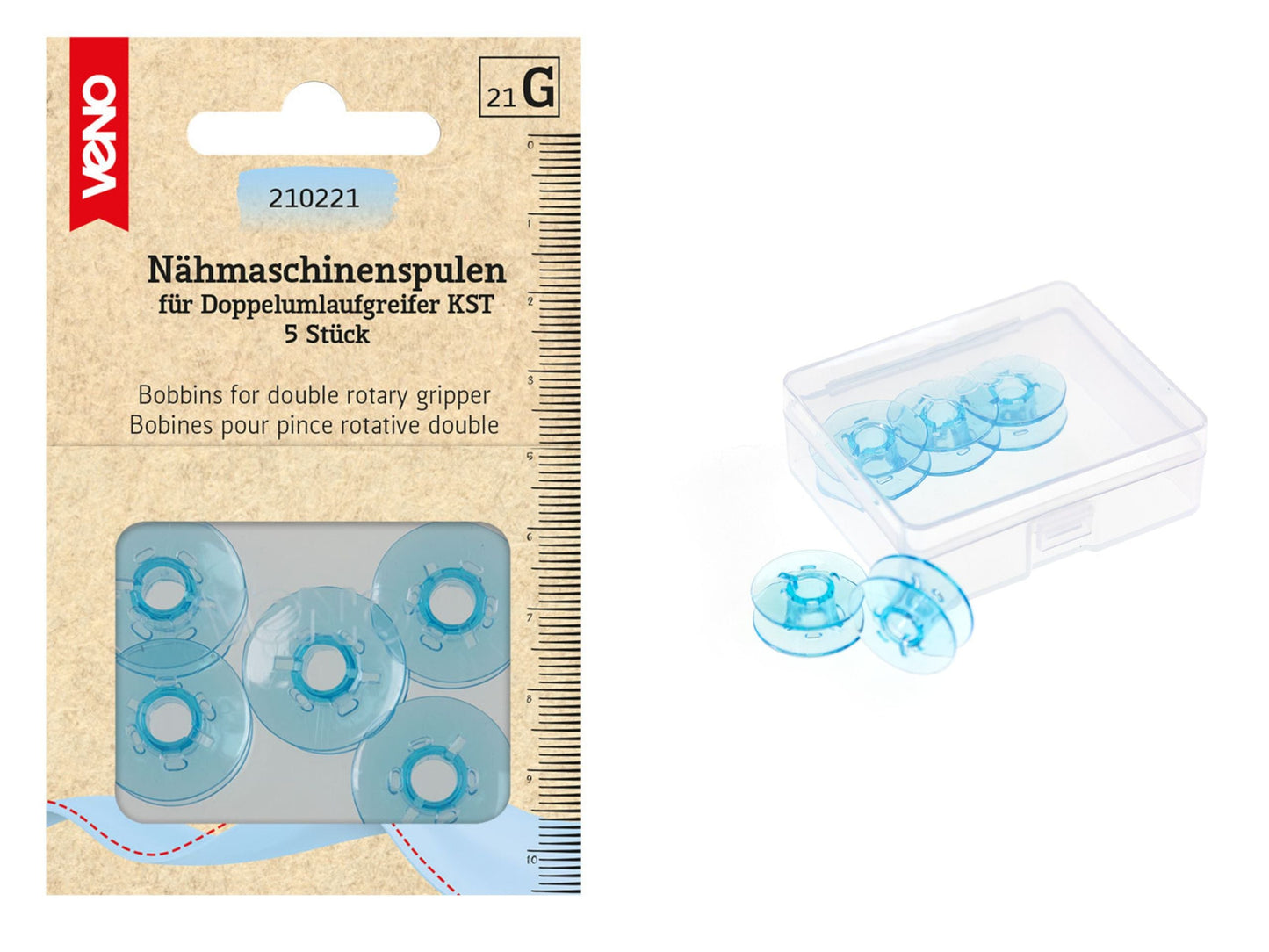 VENO Nähmaschinenspulen Doppelumlaufgreifer  21,9mm