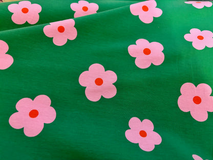 Jersey Naive Blumen Grün