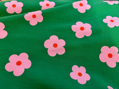 Jersey Naive Blumen Grün