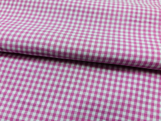 Baumwollstoff Vichy Karo Dunkelrosa