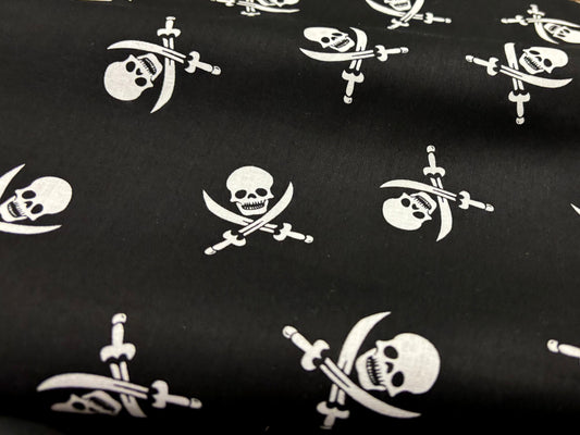 Baumwollstoff Totenköpfe Schwarz