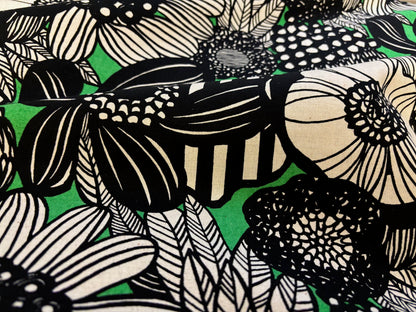 Dekostoff Mega Blumen Schwarz Grün