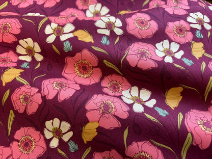 Baumwollstoff Blossoms Beerentöne