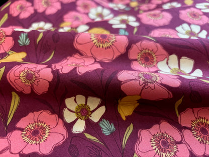 Baumwollstoff Blossoms Beerentöne