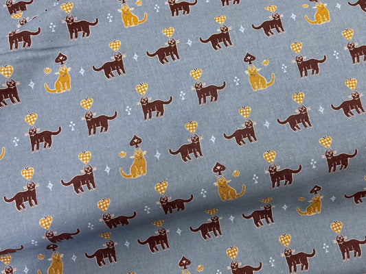 Baumwollstoff Cats Katzen und Herzen