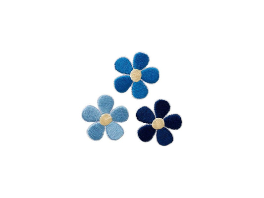 Drei blaue Blümchen Bügelbild/Applikation