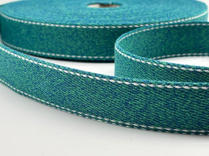 Gurtband Petrolgrün meliert gestrichelt  30 mm