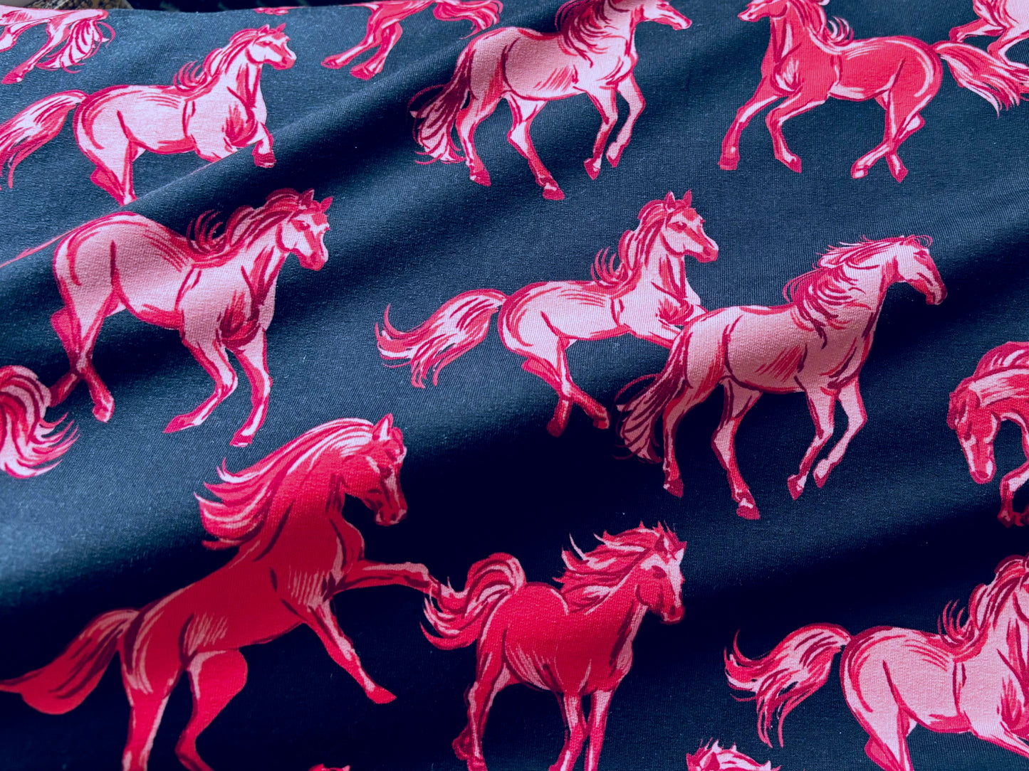 French Terry Pferde Pink