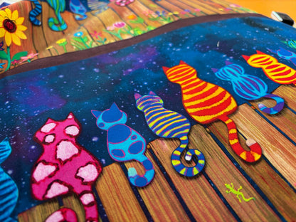 Kinderstoff Katzen auf dem Zaun