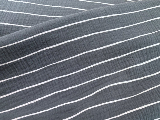 Musselin/Gauze Graublau gestreift