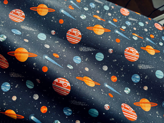 Baumwollstoff Planeten und Kometen