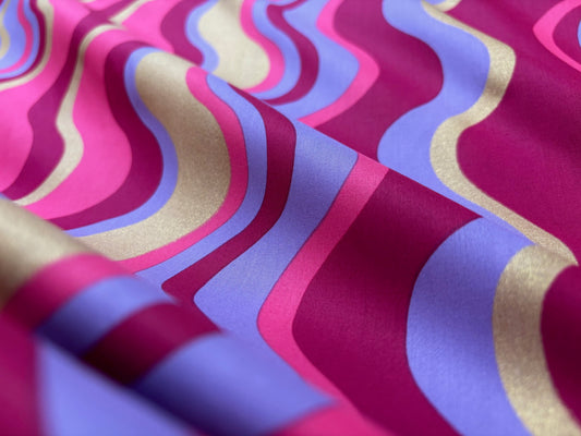 Baumwollstoff Retro Wave Pink Lila
