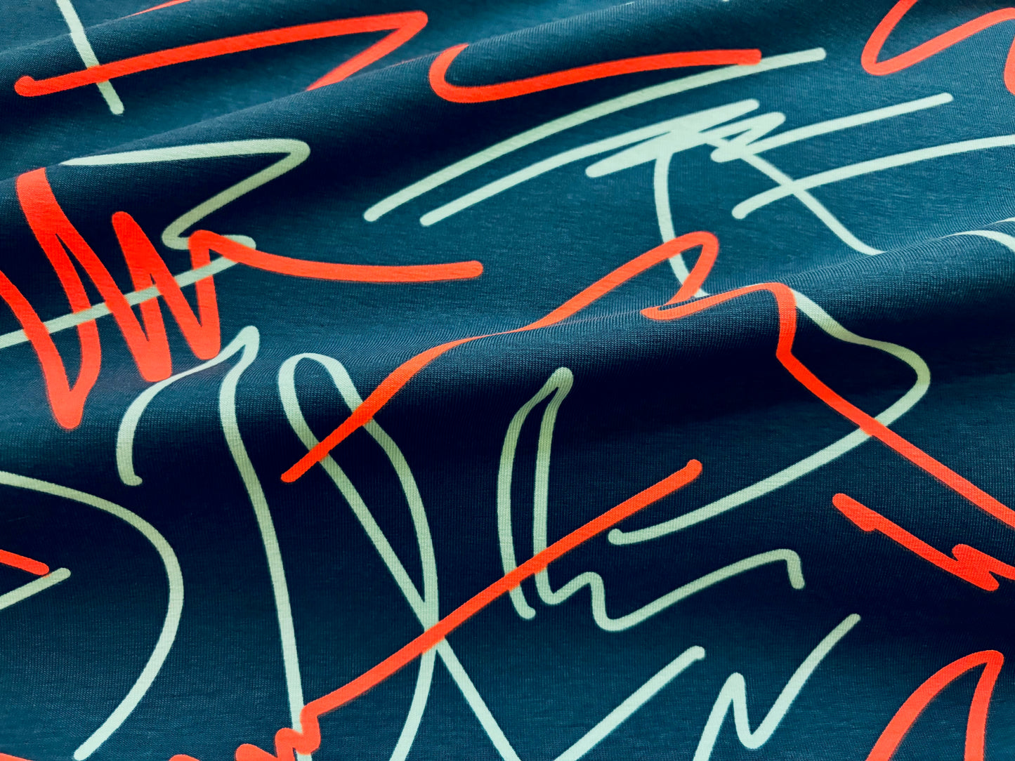 Jersey Abstract Neon Petrol