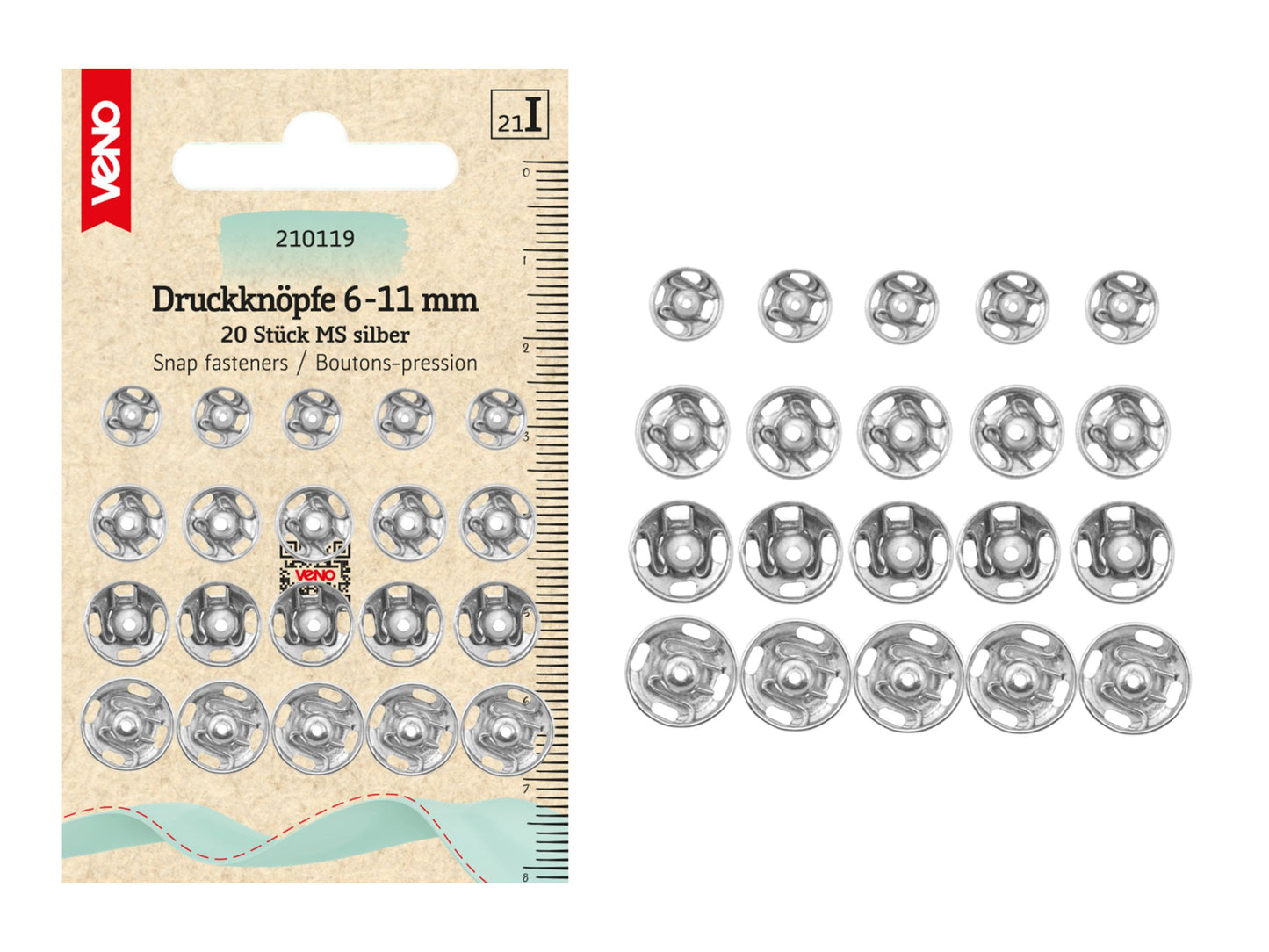 VENO Annäh-Druckknöpfe 6-11 mm