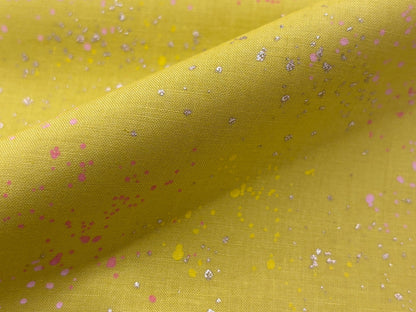 Baumwollstoff Speckled gesprenkelt Senfgelb Gold Ruby Star