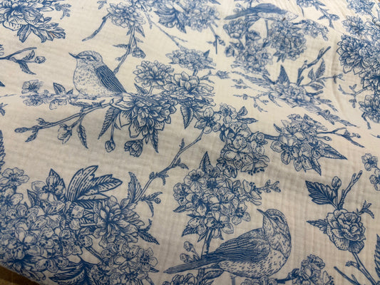 Musselin/Gauze Porzellan Blau