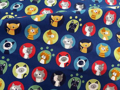 Baumwollstoff Katzen-Buttons
