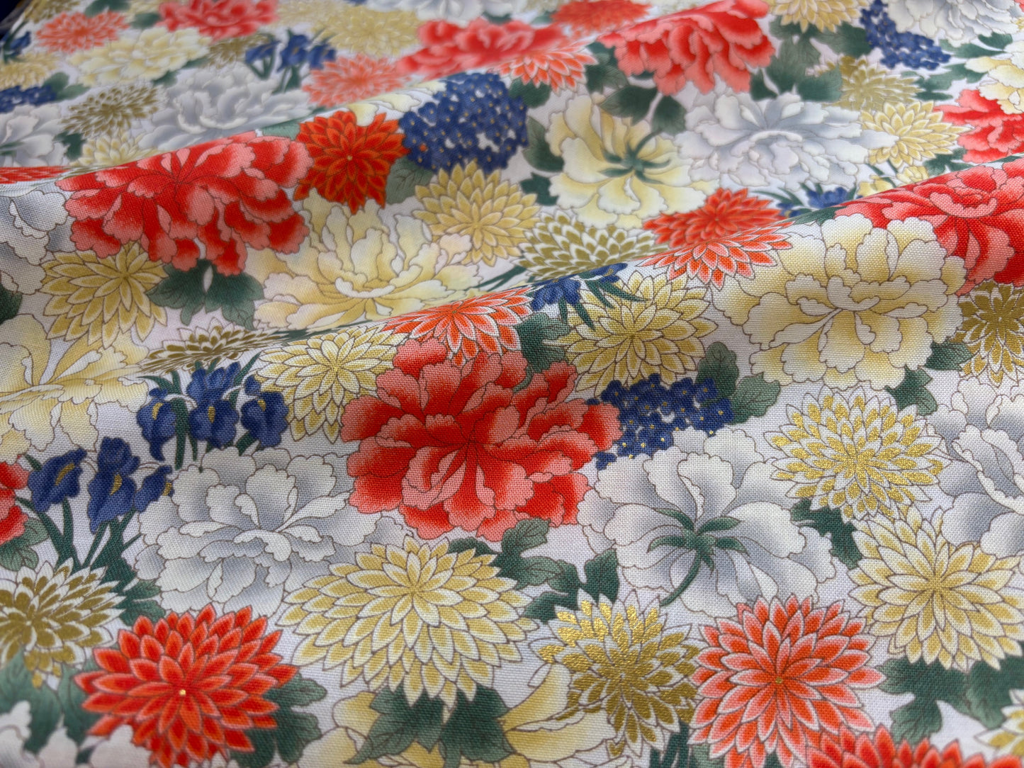 Baumwollstoff Blumenmeer mit Glitzer