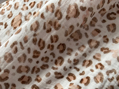 Musselin/Gauze Leo Tupfen Hellbraun