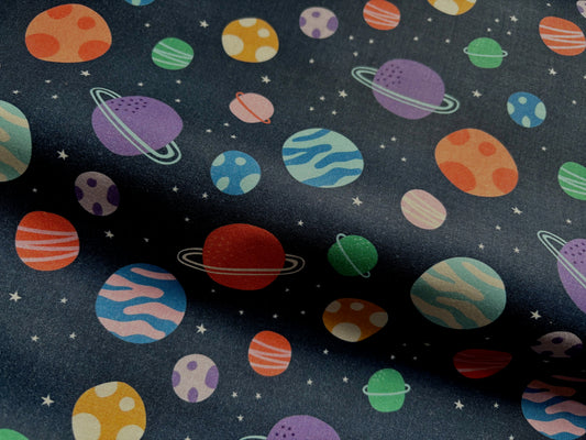 Baumwollstoff Robots in Orbit