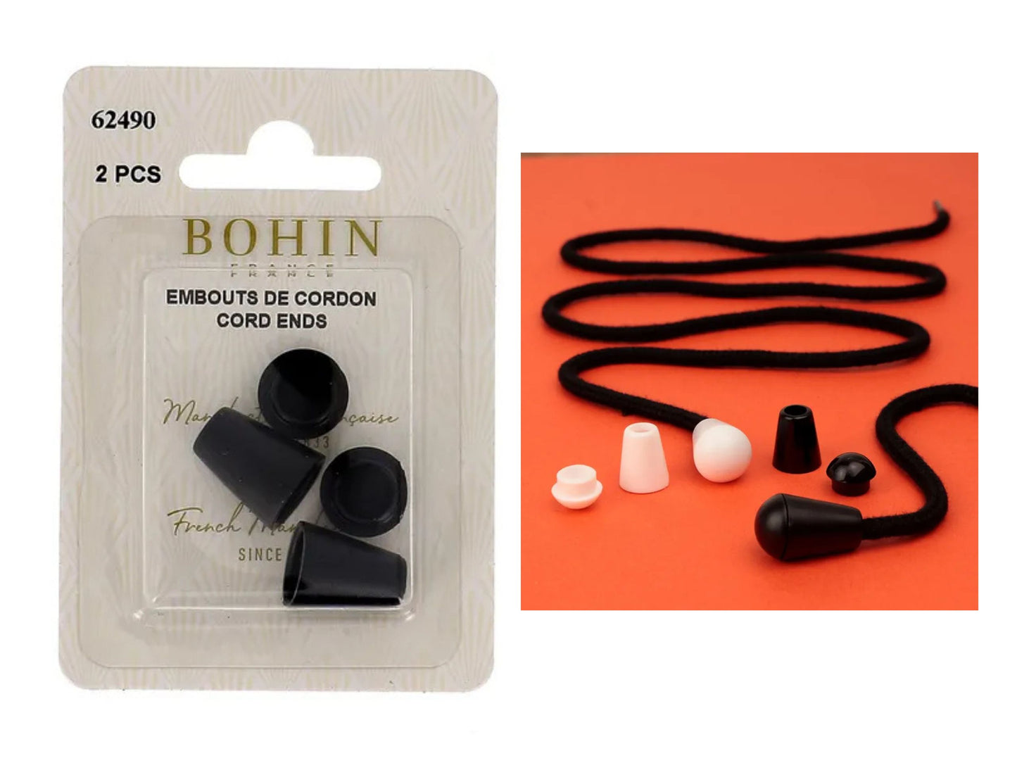 Kordelenden Schwarz 2 Stück