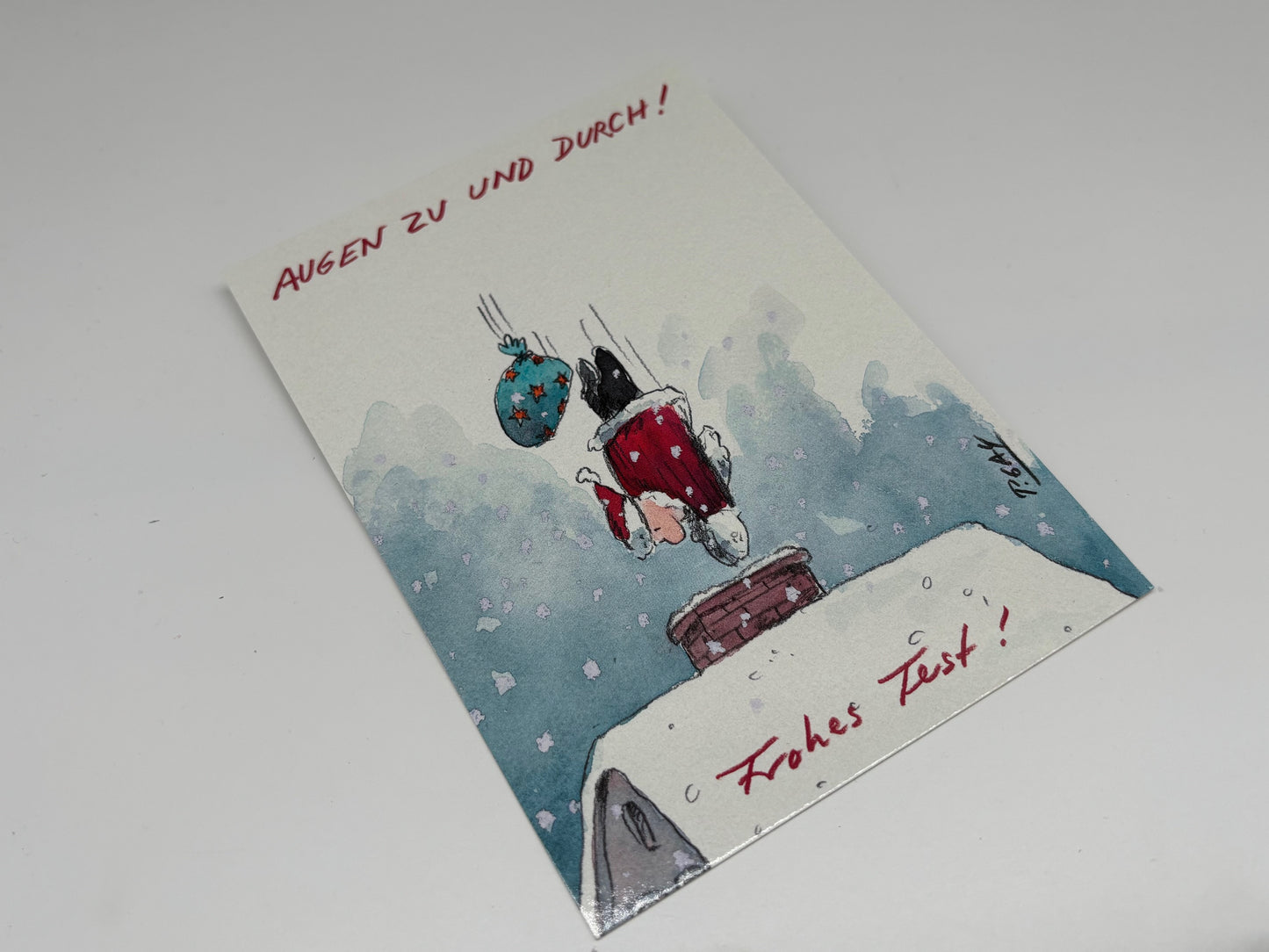 Postkarte Augen zu und durch