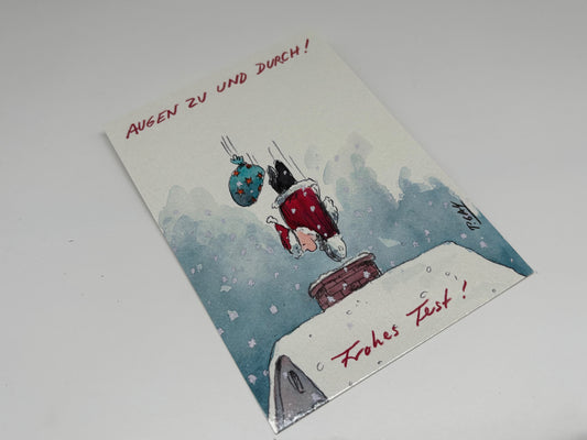 Postkarte Augen zu und durch