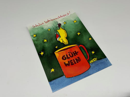 Postkarte Hinein in den Glühwein