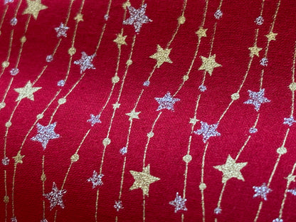Weihnachtsstoff Sternenglitzerfäden