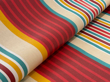 Wachstuch Stripes Rot Gelb Mint gestreift laminiert