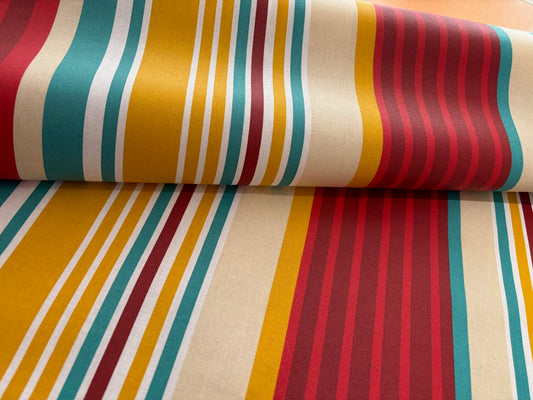 Wachstuch Stripes Rot Gelb Mint gestreift laminiert