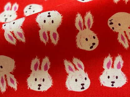 Baumwollstoff Hello Alice Hasen Rot