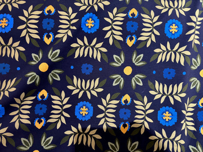 French Terry  Blätterranken Blau